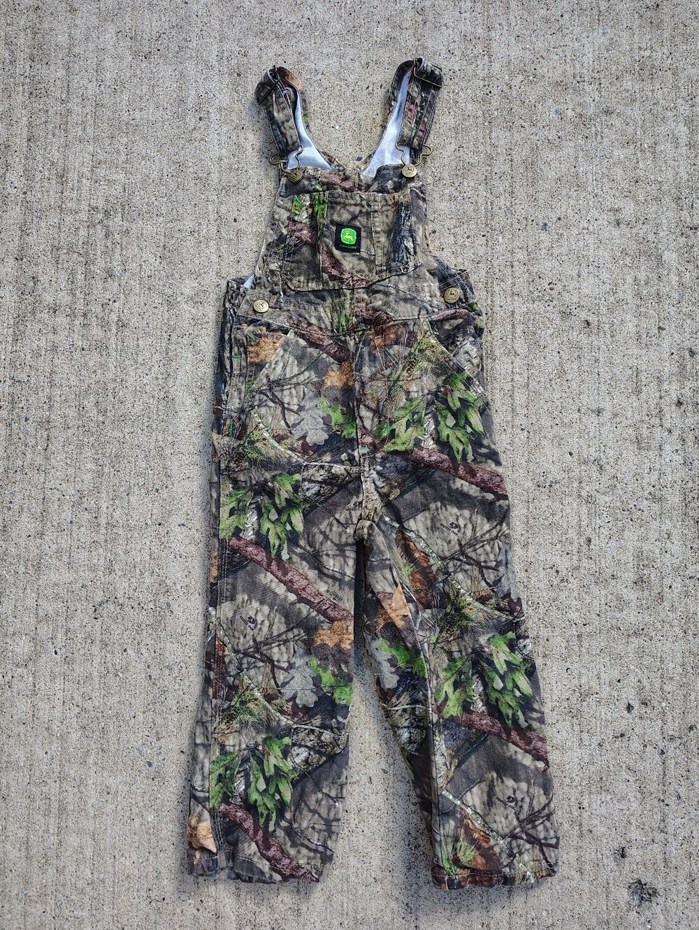 John Deere Boys Size 5 Camo Bib Overalls Mossy Oak Hunting Farm Outdoor Pants